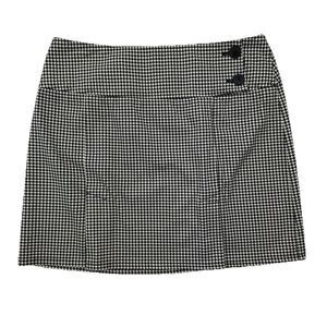 New York & Company Skirt Womens 12 Houndstooth Black White Buttons Cotton